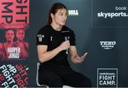 20 August 2020; Katie Taylor during the Final Press Conference at Matchroom Fight Camp in Brentwood, Essex, England, in advance of her Undisputed Lightweight Titles fight with Delfine Persoon on Saturday night. Photo by Mark Robinson / Matchroom Boxing via Sportsfile