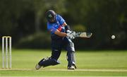 20 August 2020; Tyrone Kane of Leinster Lightning plays a shot to score the winning runs during the 2020 Test Triangle Inter-Provincial Series match between Leinster Lightning and Munster Reds at Pembroke Cricket Club in Dublin. Photo by Seb Daly/Sportsfile