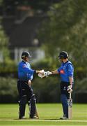 20 August 2020; Gareth Delany, left, and Kevin O'Brien of Leinster Lightning during the 2020 Test Triangle Inter-Provincial Series match between Leinster Lightning and Munster Reds at Pembroke Cricket Club in Dublin. Photo by Seb Daly/Sportsfile