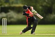 20 August 2020; Diarmuid Carey of Munster Reds plays a shot to score a boundary during the 2020 Test Triangle Inter-Provincial Series match between Leinster Lightning and Munster Reds at Pembroke Cricket Club in Dublin. Photo by Seb Daly/Sportsfile
