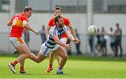 9 August 2020; Aidan O'Shea of Breaffy in action against Eoghan O'Reilly, left, and John Lawless of Castlebar Mitchels during the Mayo County Senior Football Championship Group 1 Round 3 match between Castlebar Mitchels and Breaffy at Páirc Josie Munnelly in Castlebar, Mayo. Photo by Brendan Moran/Sportsfile