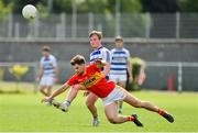 9 August 2020; Paddy Burke of Breaffy in action against Donal Newcombe of Castlebar Mitchels during the Mayo County Senior Football Championship Group 1 Round 3 match between Castlebar Mitchels and Breaffy at Páirc Josie Munnelly in Castlebar, Mayo. Photo by Brendan Moran/Sportsfile