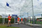 9 August 2020; Ethan Gibbons of Castlebar Mitchels and his team-mates make their way onto the pitch prior to the Mayo County Senior Football Championship Group 1 Round 3 match between Castlebar Mitchels and Breaffy at Páirc Josie Munnelly in Castlebar, Mayo. Photo by Brendan Moran/Sportsfile