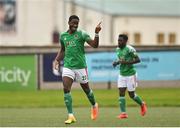 21 August 2020; Joseph Olowu of Cork City celebrates after scoring his side's first goal during the SSE Airtricity League Premier Division match between Derry City and Cork City at the Ryan McBride Brandywell Stadium in Derry. Photo by Seb Daly/Sportsfile