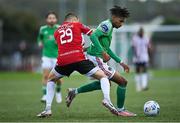 21 August 2020; Ricardo Dinanga of Cork City in action against Jack Malone of Derry City during the SSE Airtricity League Premier Division match between Derry City and Cork City at the Ryan McBride Brandywell Stadium in Derry. Photo by Seb Daly/Sportsfile