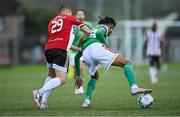 21 August 2020; Ricardo Dinanga of Cork City in action against Jack Malone of Derry City during the SSE Airtricity League Premier Division match between Derry City and Cork City at the Ryan McBride Brandywell Stadium in Derry. Photo by Seb Daly/Sportsfile