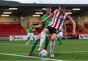 21 August 2020; Jack Malone of Derry City in action against Cian Coleman of Cork City during the SSE Airtricity League Premier Division match between Derry City and Cork City at the Ryan McBride Brandywell Stadium in Derry. Photo by Seb Daly/Sportsfile