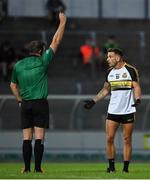 21 August 2020; Micheál Burns of Dr Crokes is shown a red card by referee Jonathan Griffin during the Kerry County Senior Football Championship Round 1 match between Dr Crokes and Austin Stacks at Austin Stack Park in Tralee, Kerry. Photo by Brendan Moran/Sportsfile