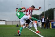 21 August 2020; Adam Hammill of Derry City in action against Charlie Fleming of Cork City during the SSE Airtricity League Premier Division match between Derry City and Cork City at the Ryan McBride Brandywell Stadium in Derry. Photo by Seb Daly/Sportsfile