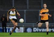 21 August 2020; Micheál Burns of Dr Crokes in action against Jack Morgan of Austin Stacks during the Kerry County Senior Football Championship Round 1 match between Dr Crokes and Austin Stacks at Austin Stack Park in Tralee, Kerry. Photo by Brendan Moran/Sportsfile