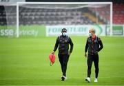 22 August 2020; Andre Wright, left, and Kris Twardek of Bohemians arrive prior to the SSE Airtricity League Premier Division match between Bohemians and St Patrick's Athletic at Dalymount Park in Dublin. Photo by Stephen McCarthy/Sportsfile