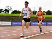 22 August 2020; Michael Morgan of Sligo AC, left, on his way to winning the Junior Men's 5000m event, ahead of Aaron Smith of Cilles AC,  during Day One of the Irish Life Health National Senior and U23 Athletics Championships at Morton Stadium in Santry, Dublin. Photo by Sam Barnes/Sportsfile