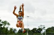 22 August 2020; Saragh Buggy of St. Abbans AC, Laois, on her way to winning the Women's Long Jump during Day One of the Irish Life Health National Senior and U23 Athletics Championships at Morton Stadium in Santry, Dublin. Photo by Sam Barnes/Sportsfile