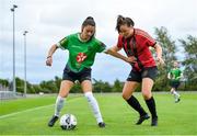 22 August 2020; Katie Lovely of Bohemians in action against Lauryn O’Callaghan of Peamount United during the Women's National League match between Bohemians and Peamount United at Oscar Traynor Centre in Dublin. Photo by Ramsey Cardy/Sportsfile