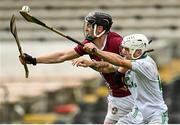 22 August 2020; Evan Carroll of Dicksboro in action against Owen Wall of O'Loughlin Gaels during the Kilkenny County Senior Hurling League Final match between O'Loughlin Gaels and Dicksboro at UPMC Nowlan Park in Kilkenny. Photo by Harry Murphy/Sportsfile