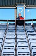 22 August 2020; David Whelan, creator of @DubMatchTracker on Twitter, working at the Dublin County Senior A Hurling Championship Quarter-Final match between Na Fianna and Faughs at Parnell Park in Dublin. Photo by Piaras Ó Mídheach/Sportsfile