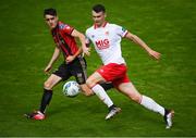22 August 2020; Luke McNally of St Patrick's Athletic in action against Dawson Devoy of Bohemians during the SSE Airtricity League Premier Division match between Bohemians and St Patrick's Athletic at Dalymount Park in Dublin. Photo by Stephen McCarthy/Sportsfile