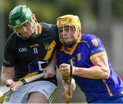22 August 2020; Hugh Fenlon of Na Fianna is tackled by Chris Bennett of Faughs during the Dublin County Senior A Hurling Championship Quarter-Final match between Na Fianna and Faughs at Parnell Park in Dublin. Photo by Piaras Ó Mídheach/Sportsfile