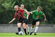 22 August 2020; Ally Cahill of Bohemians in action against Dearbhaile Beirne of Peamount United during the Women's National League match between Bohemians and Peamount United at Oscar Traynor Centre in Dublin. Photo by Ramsey Cardy/Sportsfile