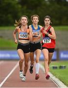 22 August 2020; Holly Brennan of Cilles AC, Meath, left, on her way to winning the Junior Women's 5000m, ahead of Celine Gavin of Celtic DCH AC, Dublin, centre, and Aoife Coffey of Lucan Harriers AC, Dublin, during Day One of the Irish Life Health National Senior and U23 Athletics Championships at Morton Stadium in Santry, Dublin. Photo by Sam Barnes/Sportsfile