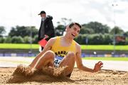 22 August 2020; Shane Howard of Bandon AC, Cork, on his way to winning the Men's Long Jump during Day One of the Irish Life Health National Senior and U23 Athletics Championships at Morton Stadium in Santry, Dublin. Photo by Sam Barnes/Sportsfile