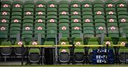 22 August 2020; A view of substitute seating ahead of the Guinness PRO14 Round 14 match between Leinster and Munster at the Aviva Stadium in Dublin. Photo by Ramsey Cardy/Sportsfile