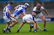 22 August 2020; Johnny Walsh and Cian McBride, right, of St Vincent's in action against David O'Connor, left, and Simon Lambert of Ballyboden St Enda's during the Dublin County Senior A Hurling Championship Quarter-Final match between St Vincent's and Ballyboden St Enda's at Parnell Park in Dublin. Photo by Piaras Ó Mídheach/Sportsfile
