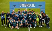 22 August 2020; St Mochtas players celebrate with the cup following the New Balance FAI Intermediate Cup Final match between St Mochta's and Killester Donnycarney at Tallaght Stadium in Dublin. Photo by Eóin Noonan/Sportsfile