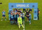 22 August 2020; St Mochtas players celebrate with the cup following the New Balance FAI Intermediate Cup Final match between St Mochta's and Killester Donnycarney at Tallaght Stadium in Dublin. Photo by Eóin Noonan/Sportsfile