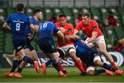 22 August 2020; CJ Stander of Munster is tackled by Jonathan Sexton of Leinster during the Guinness PRO14 Round 14 match between Leinster and Munster at the Aviva Stadium in Dublin. Photo by David Fitzgerald/Sportsfile