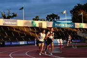 22 August 2020; Jonathan Whan of Clonliffe Harriers AC, Dublin, leads the field whilst competing in the Men's 1500m heats during Day One of the Irish Life Health National Senior and U23 Athletics Championships at Morton Stadium in Santry, Dublin. Photo by Sam Barnes/Sportsfile