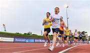 22 August 2020; Sean Tobin of Clonmel AC, Tipperary, right, and Connor McCann of North Belfast Harriers, lead the field whilst competing in the Men's 1500m heats during Day One of the Irish Life Health National Senior and U23 Athletics Championships at Morton Stadium in Santry, Dublin. Photo by Sam Barnes/Sportsfile