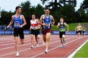 22 August 2020; Evan Keane of Waterford AC, left, and Andrew Coscoran of Star of the Sea AC, Meath, competing in the Men's 1500m heats during Day One of the Irish Life Health National Senior and U23 Athletics Championships at Morton Stadium in Santry, Dublin. Photo by Sam Barnes/Sportsfile