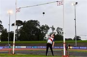 22 August 2020; Sean Breathnach of Galway City Harriers AC, Galway, on his way to winning the Men's Weight for Height with a throw of 4.60m during Day One of the Irish Life Health National Senior and U23 Athletics Championships at Morton Stadium in Santry, Dublin. Photo by Sam Barnes/Sportsfile