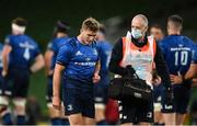 22 August 2020; Leinster head physiotherapist Garreth Farrell with Jordan Larmour during to the Guinness PRO14 Round 14 match between Leinster and Munster at the Aviva Stadium in Dublin. Photo by Stephen McCarthy/Sportsfile