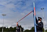 23 August 2020; Officials Tim Ahern, right, and Bernie O'Callaghan set the height of the bar for the Men's High Jump during Day Two of the Irish Life Health National Senior and U23 Athletics Championships at Morton Stadium in Santry, Dublin. Photo by Sam Barnes/Sportsfile
