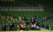 22 August 2020; The Leinster bench during the Guinness PRO14 Round 14 match between Leinster and Munster at the Aviva Stadium in Dublin. Photo by David Fitzgerald/Sportsfile