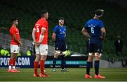 22 August 2020; The teams observe a moment in honour of the Black Lives Matter movement prior to the Guinness PRO14 Round 14 match between Leinster and Munster at the Aviva Stadium in Dublin. Photo by David Fitzgerald/Sportsfile