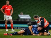 22 August 2020; Leinster Head of Medical Dr. John Ryan with Jordan Larmour during the Guinness PRO14 Round 14 match between Leinster and Munster at the Aviva Stadium in Dublin. Photo by David Fitzgerald/Sportsfile