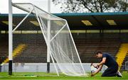 23 August 2020; Groundsman David Howell of Waterford Landscapes prepares the goals ahead of the Waterford County Senior Hurling Championship Semi-Final match between Mount Sion and Passage at Walsh Park in Waterford. Photo by Eóin Noonan/Sportsfile