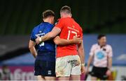 22 August 2020; Garry Ringrose of Leinster and Chris Farrell of Munster following the Guinness PRO14 Round 14 match between Leinster and Munster at the Aviva Stadium in Dublin. Photo by Ramsey Cardy/Sportsfile