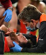 22 August 2020; Jean Kleyn of Munster is treated for an injury during the Guinness PRO14 Round 14 match between Leinster and Munster at the Aviva Stadium in Dublin. Photo by Ramsey Cardy/Sportsfile