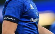 22 August 2020; A detailed view of the Leinster jersey during the Guinness PRO14 Round 14 match between Leinster and Munster at the Aviva Stadium in Dublin. Photo by Ramsey Cardy/Sportsfile