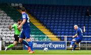23 August 2020; Alistair Coote of Waterford shoots to score his side's first goal during the SSE Airtricity League Premier Division match between Waterford and Finn Harps at RSC in Waterford. Photo by Harry Murphy/Sportsfile