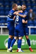 23 August 2020; Alistair Coote of Waterford celebrates with Robbie McCourt, right, and Michael O’Connor, left after scoring his side's first goal during the SSE Airtricity League Premier Division match between Waterford and Finn Harps at RSC in Waterford. Photo by Harry Murphy/Sportsfile