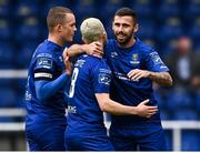 23 August 2020; Alistair Coote of Waterford celebrates with Robbie McCourt, right, and Michael O’Connor, left after scoring his side's first goal during the SSE Airtricity League Premier Division match between Waterford and Finn Harps at RSC in Waterford. Photo by Harry Murphy/Sportsfile