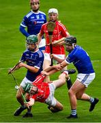 23 August 2020; Stephen Lynch of Passage is tackled by Jamie Gleeson, left, and PJ Fanning of Mount Sion during the Waterford County Senior Hurling Championship Semi-Final match between Mount Sion and Passage at Walsh Park in Waterford. Photo by Eóin Noonan/Sportsfile
