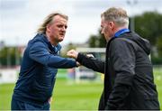 23 August 2020; Finn Harps manager Ollie Horgan and Waterford manager John Sheridan embrace prior to the SSE Airtricity League Premier Division match between Waterford and Finn Harps at RSC in Waterford. Photo by Harry Murphy/Sportsfile