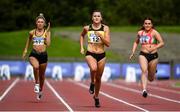 23 August 2020; Phil Healy of Bandon AC, Cork, centre, competing in the Women's 100m heats, alongside Lucy-May Sleeman of Leevale AC, Cork, left, and Jenna Breen of City of Lisburn AC, Down, during Day Two of the Irish Life Health National Senior and U23 Athletics Championships at Morton Stadium in Santry, Dublin. Photo by Sam Barnes/Sportsfile