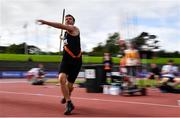 23 August 2020; Rory Gunning of Clonliffe Harriers AC, Dublin, on his way to finishing third in the Men's Javelin during Day Two of the Irish Life Health National Senior and U23 Athletics Championships at Morton Stadium in Santry, Dublin. Photo by Sam Barnes/Sportsfile